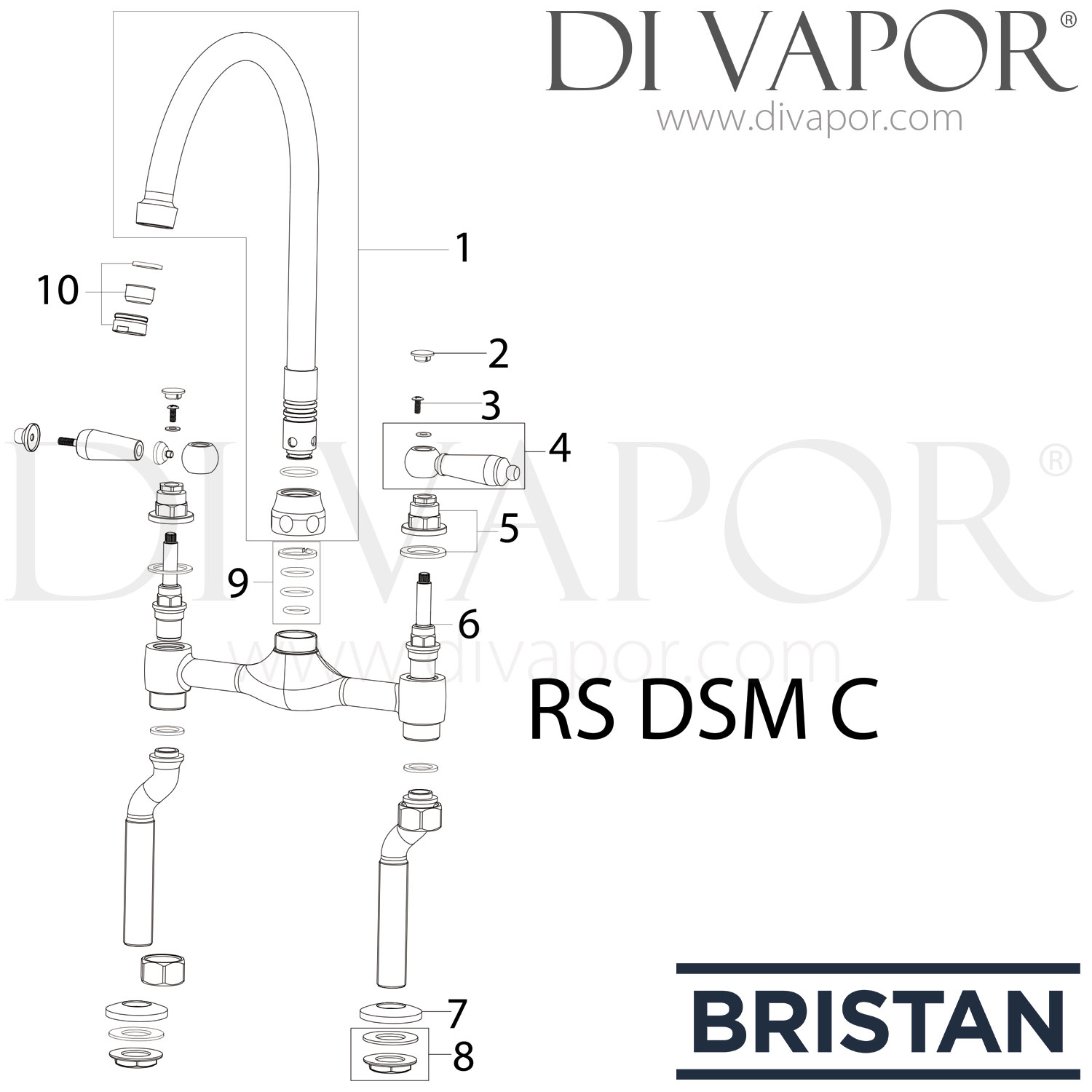 Bristan Rs Dsm Bn Renaissance Bridge Sink Mixer Brushed Nickel Spare Parts